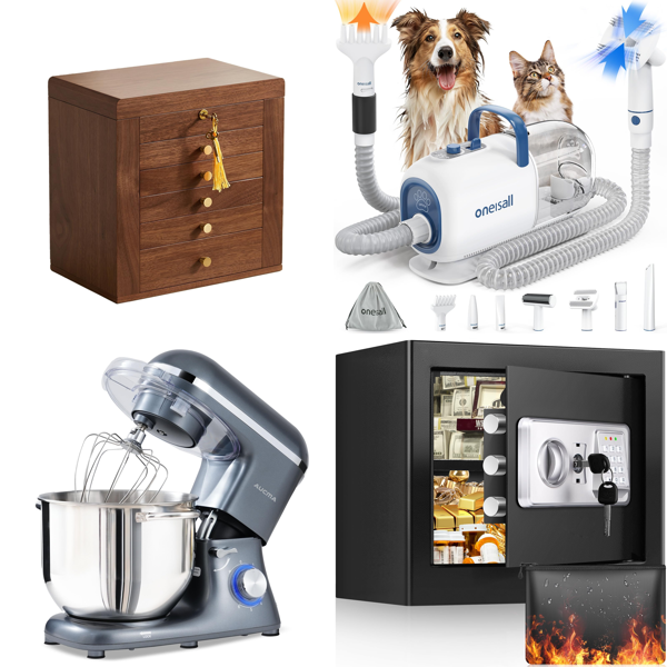 Source photograph for Pallet – Mixed Home Goods – Stand Mixers, Air Purifiers, Lawnmowers, Safes, Lighting