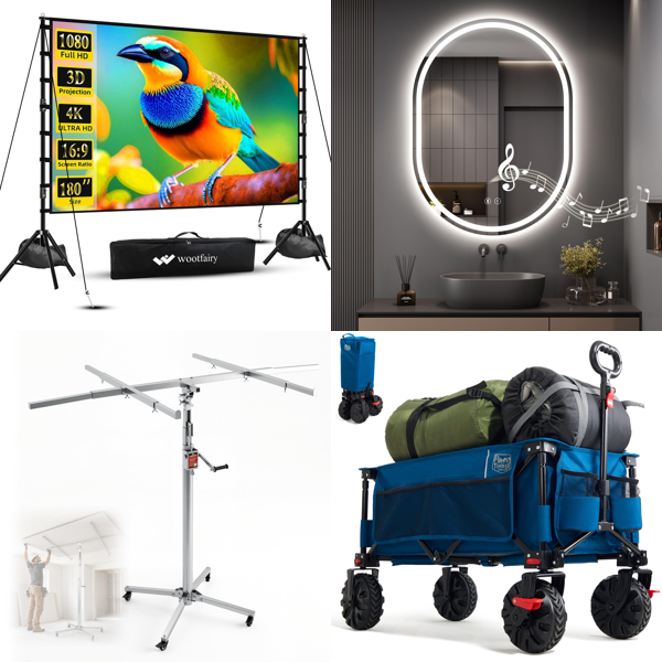 Source photograph for Pallet – Home & Garden Equipment – Projector Screens, Drywall Lifters, LED Mirrors