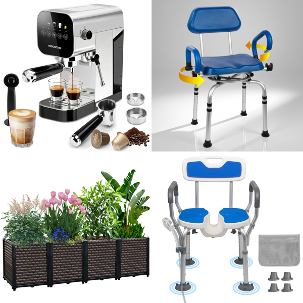 Source photograph for Pallet – Garden, Care & Kitchen Equipment – Espresso Machines, Hedge Trimmers, Shower Chairs, Ice Baths