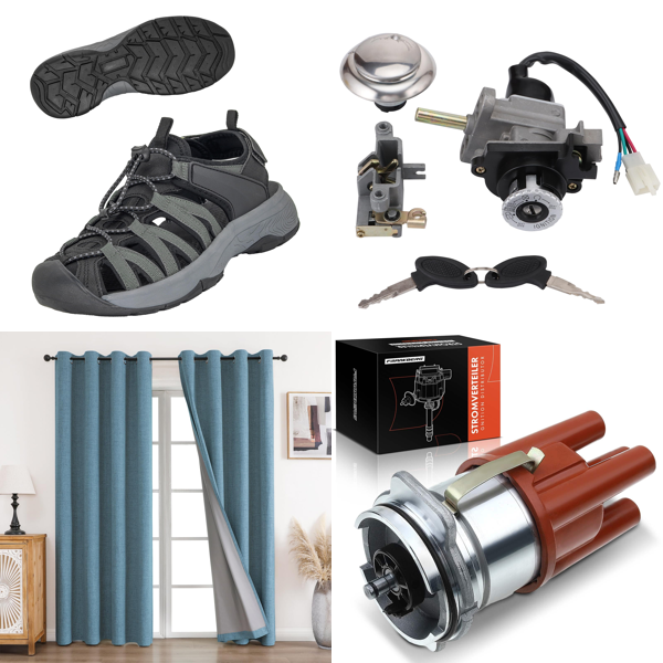 Source photograph for Pallet – Mixed Goods – Women's Shoes, Automotive Parts, Curtains, Dog Beds