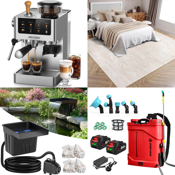 Source photograph for Pallet – Mixed Home & Garden – Coffee Machine, Garden Fences, Utility Cart, Lighting
