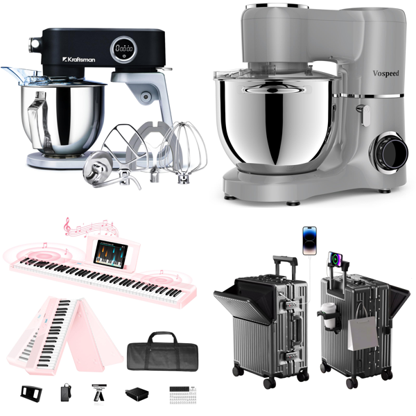 Source photograph for Pallet – Kitchen Appliances & Equipment – Stand Mixers, Digital Piano, Suitcase, Photography Backdrops