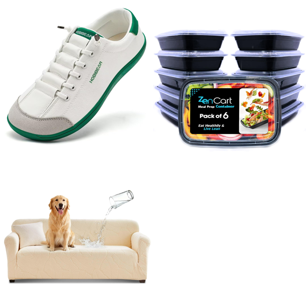 Source photograph for Pallet – Mixed Goods – Sports Shoes, Sofa Covers, Food Containers