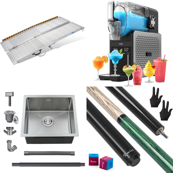 Source photograph for Pallet – Mixed Goods – Wheelchair Ramps, Kitchen Sink, Slush Machine, Juicer, Grass Trimmer