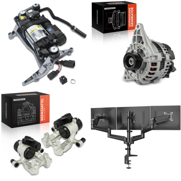 Source photograph for Pallet – Automotive Parts, Electronics – Compressors, Brake Calipers, Alternator, Monitor Stand
