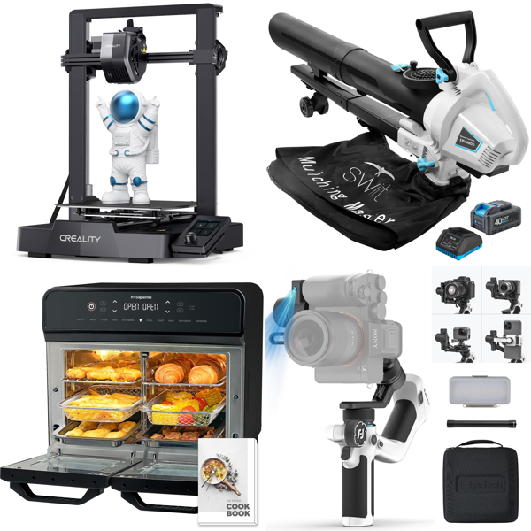 Source photograph for Pallet – Mixed Electronics & Appliances – 3D Printer, Air Fryer, Robot Vacuum, Camera Gimbal