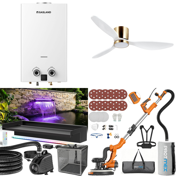 Source photograph for Pallet – Home Appliances – Gas Water Heater, Espresso Machine, Tower Fan, Slow Cooker, Juicer