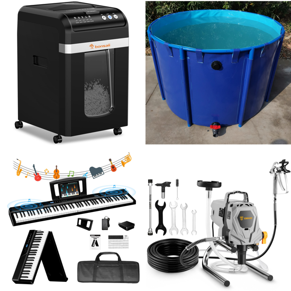 Source photograph for Pallet – Mixed Home & Garden – Paper Shredder, Electric Piano, Air Fryer, Garden Fences