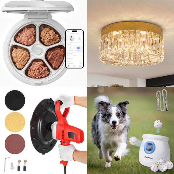 Source photograph for Pallet – Home, Auto & Garden – Cat Feeder, Concrete Smoother, Chandelier, Dog Toy, Water Distiller, Work Platform