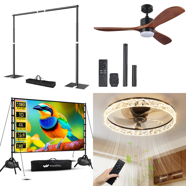 Source photograph for Pallet – Home Equipment – Ceiling Fans, Projector Screens, Gazebos, Console Tables