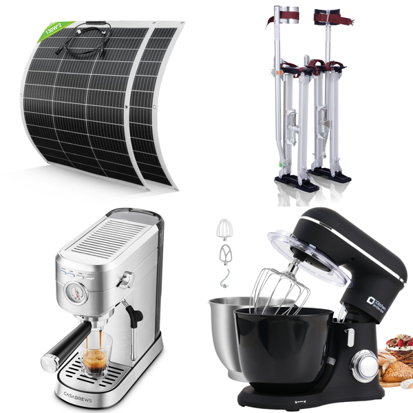 Source photograph for Pallet – Mixed Goods – Solar Panels, Espresso Machines, Stand Mixers, Cookware, Safes