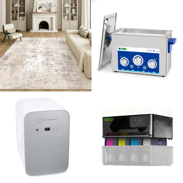 Source photograph for Pallet – Mixed Goods – Rugs, Incubator, Ultrasonic Cleaner, Stand Mixer, Floor Lamp