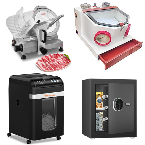 Source photograph for Pallet – Professional Equipment – Meat Slicer, Paper Shredder, Sandblasting Unit, Safe, Chain Hoist