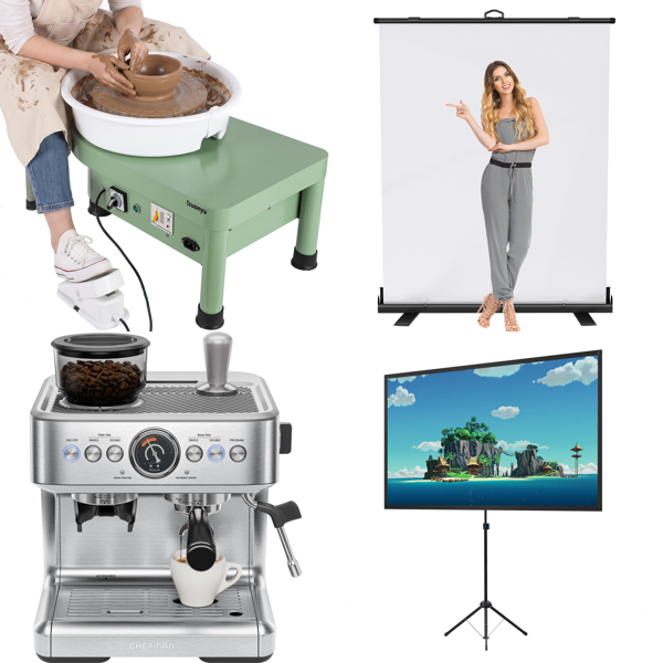 Source photograph for Pallet – Mixed Home & Leisure Goods – Pottery Wheels, Espresso Machines, Projector Screens, Swimming Pool