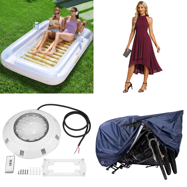Source photograph for Pallet – Mixed Goods – Swimming Accessories, Air Coolers, Dresses, Auto Parts, Electronics