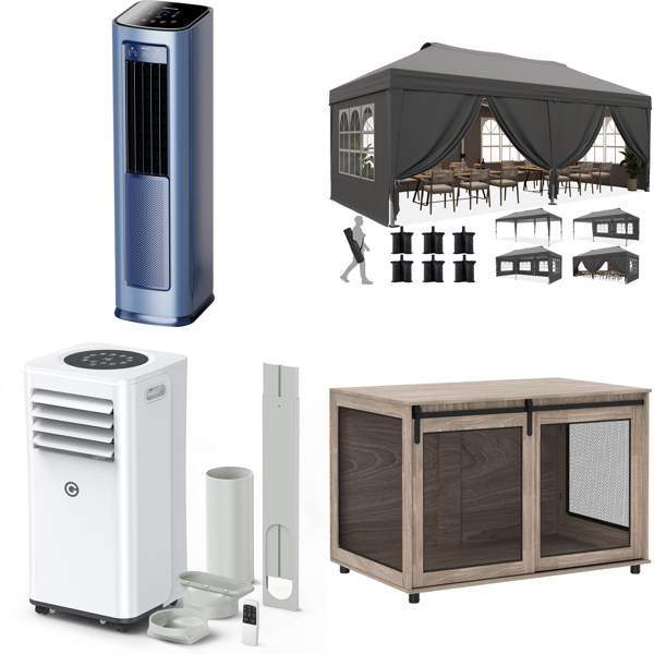 Source photograph for Pallet – Climate & Home Equipment – Portable Air Conditioners, Gazebo, Dog Crate, Mirror, Parasol Base
