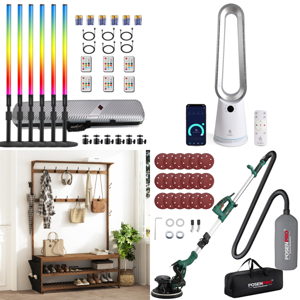 Source photograph for Pallet – Mixed Equipment – Lighting, Fan Heaters, Garden Tools, Transport Carts
