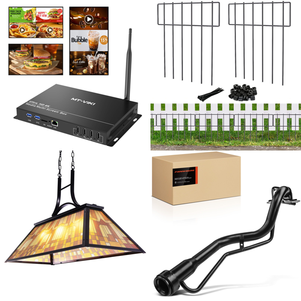 Source photograph for Pallet – Mixed Goods – Digital Video Player, Billiard Light, Fence Panels, Automotive Parts