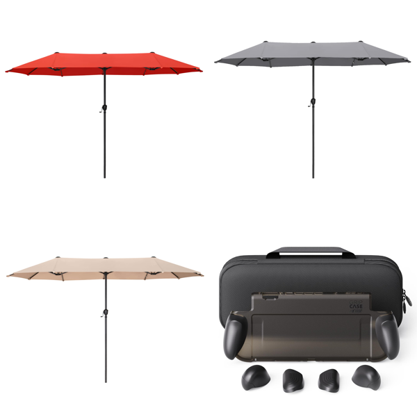 Source photograph for Pallet – Garden Parasols – 2 × 3.8 M Umbrellas, Crank, Waterproof, Various Colours