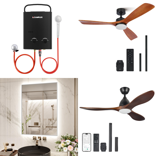 Source photograph for Pallet – Lighting & Home – Ceiling Fans, Bathroom Mirrors, LED Lights, Gas Water Heater