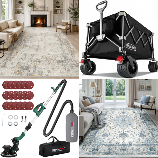 Source photograph for Pallet – Home Furnishings – Rugs, Drywall Sander, Garden Trolley, Ceiling Fan