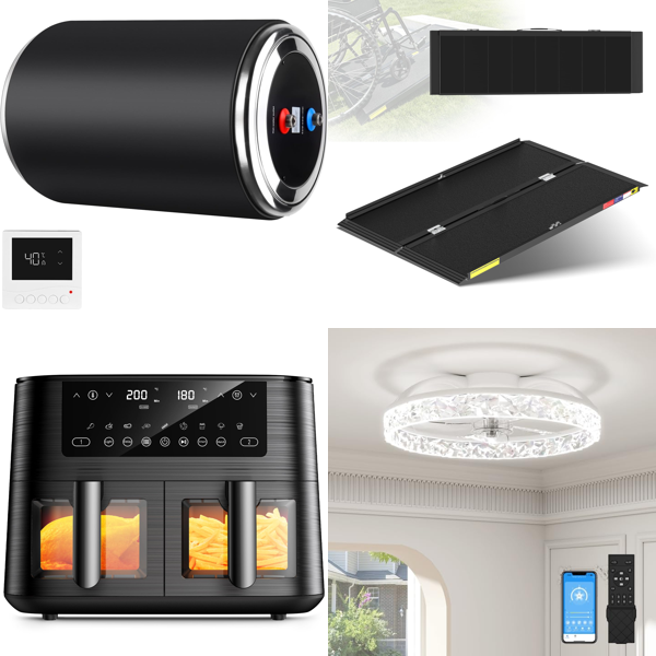 Source photograph for Pallet – Household Appliances & Tools – Air Fryers, Ceiling Fans, Water Heaters, Wheelchair Ramps