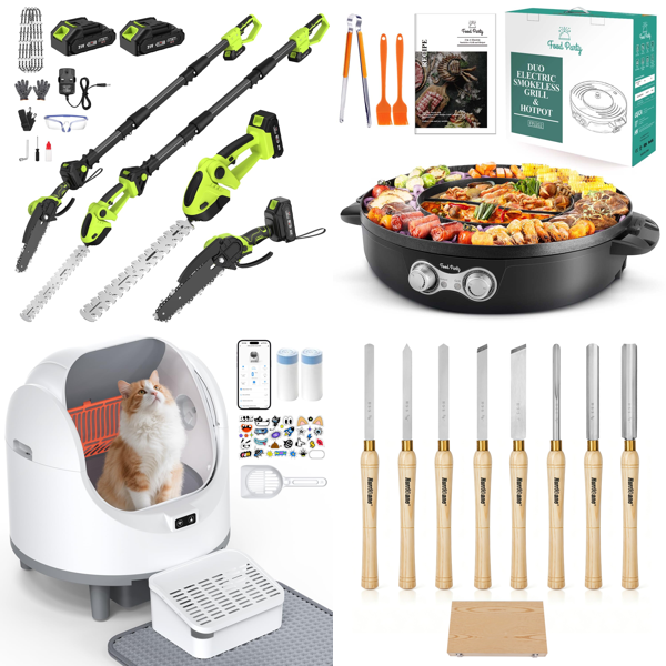 Source photograph for Pallet – Mixed Goods – Garden Tools, Cat Supplies, Rugs, Lighting