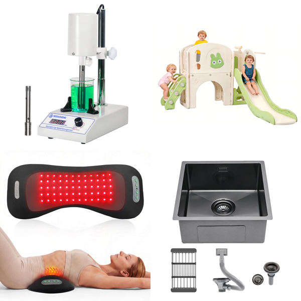 Source photograph for Pallet – Mixed Goods – Laboratory Homogenizer, Kitchen Sink, Mirror, Espresso Machine, Bike Repair Stand, Dinnerware