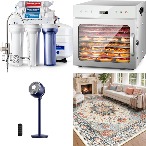 Source photograph for Pallet – Home Appliances & Furnishings – Reverse Osmosis System, Fans, Food Dehydrator, Rugs, Pressure Washer, Food Processor
