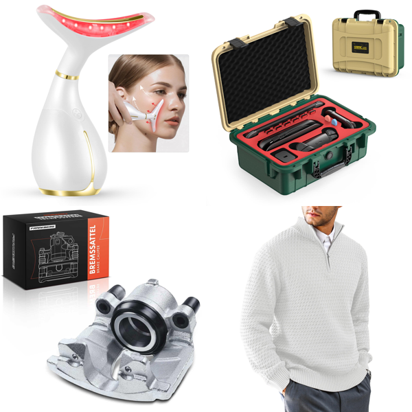 Source photograph for Pallet – Mixed Goods – Beauty Devices, Brake Calipers, Console Cases, Knitwear, Organizers