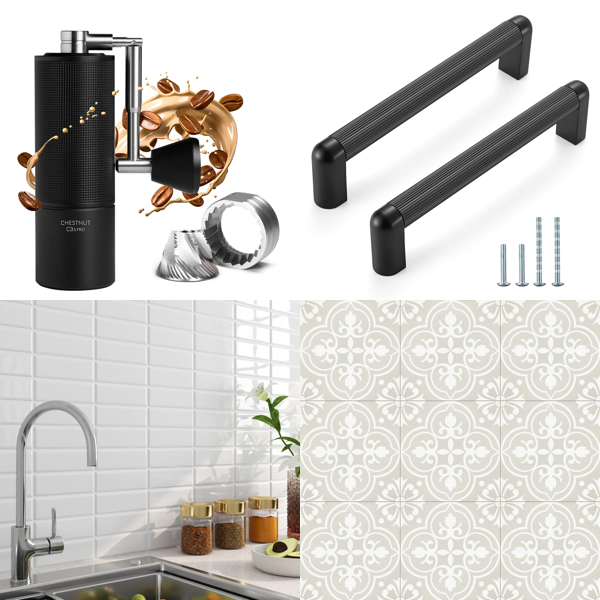 Source photograph for Pallet – Home Improvement – Coffee Grinders, Self-Adhesive Tiles, Cabinet Handles, Curtains, Duvet Sets