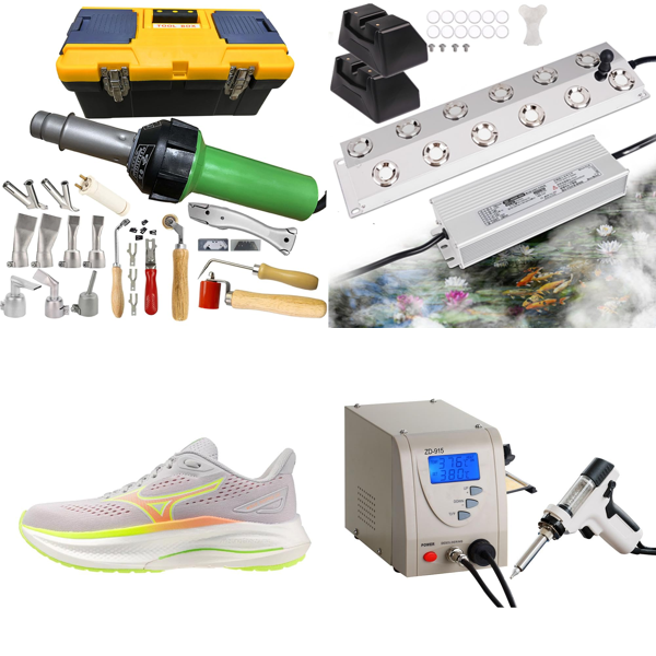 Source photograph for Pallet – Mixed Equipment – Hot Air Welders, Circular Saws, Battery Chargers, Mist Makers