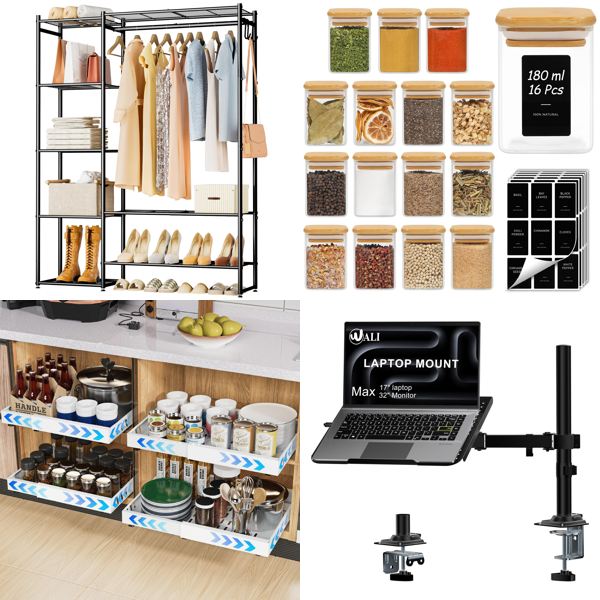 Source photograph for Pallet – Mixed Goods – Clothes Rails, Kitchen Organizers, Spice Jars, Frames, Dinnerware, Footstools