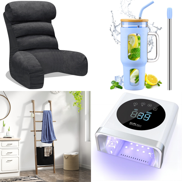 Source photograph for Pallet – Home Goods – Cushions, Blankets, Bottles, Nail Lamp, Garden Tools