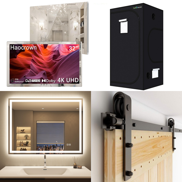 Source photograph for Pallet – Home Equipment – LED Mirrors, Bathroom TVs, Air Coolers, Dog Ramps