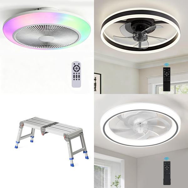 Source photograph for Pallet – Ceiling Fans & Mobility Aids – LED Ceiling Fans, Work Platform, Raised Toilet Seat, Toilet Safety Rails