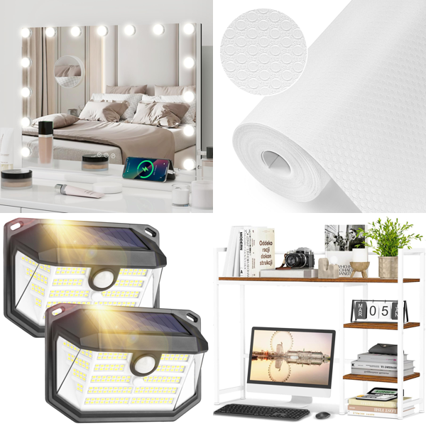 Source photograph for Pallet – Mixed Household Goods – Lighted Mirrors, Solar Lights, Organizers, Personal Wellness Items
