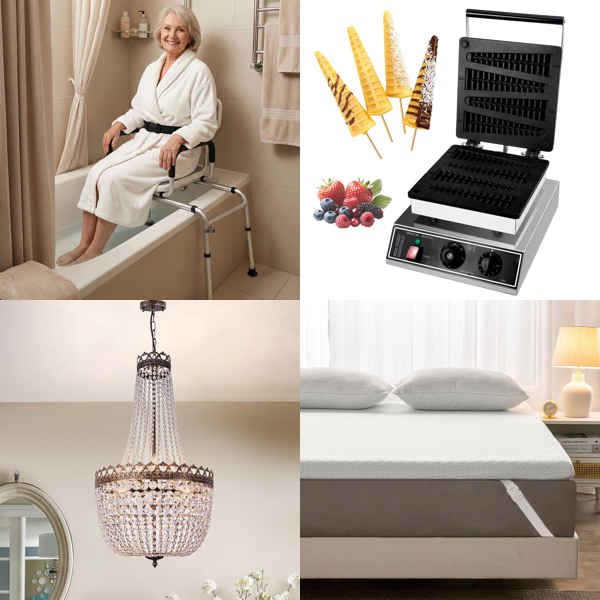 Source photograph for Pallet – Mixed Professional Equipment – Tool Kits, Solar Panels, Mattress Topper, Chandeliers, Animal Traps