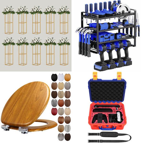 Source photograph for Pallet – Mixed Goods – Flower Stands, Toilet Seat, Tool Organizer, Console Carrying Case