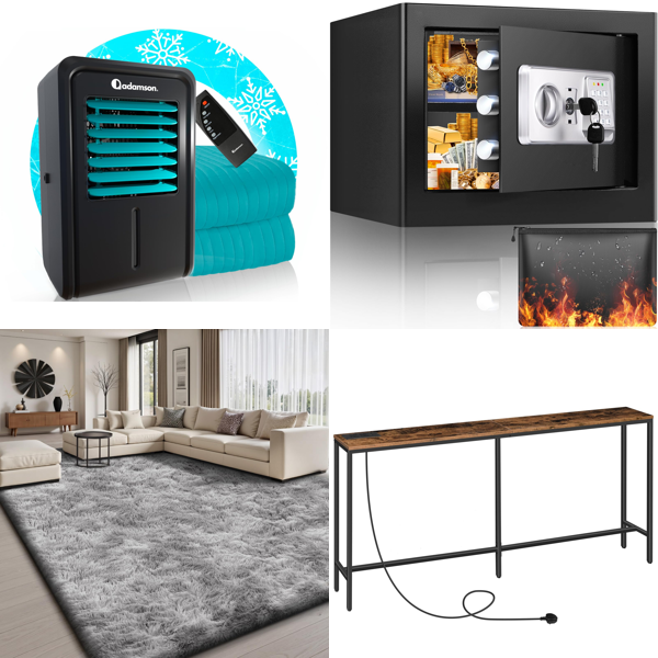 Source photograph for Pallet – Mixed Home Goods – Cooling Mattress Toppers, Rugs, Safes, Console Tables, Garden Pumps, Dog Ramps