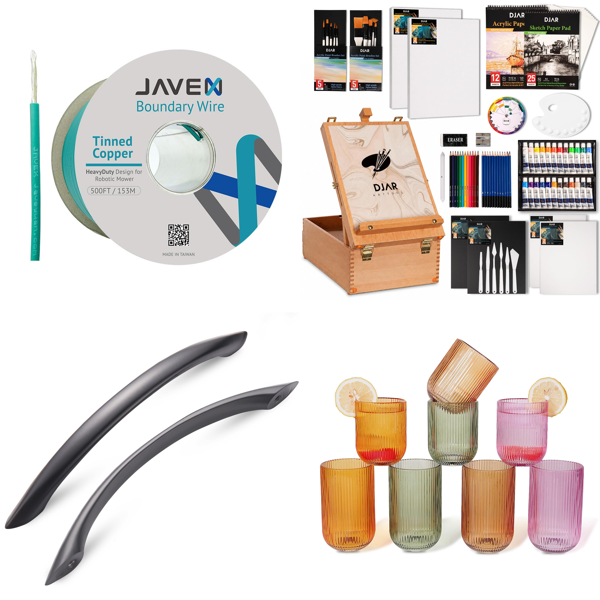 Source photograph for Pallet – Home & Hobby Goods – Drinking Glasses, Painting Sets, Robotic Mower Boundary Cables
