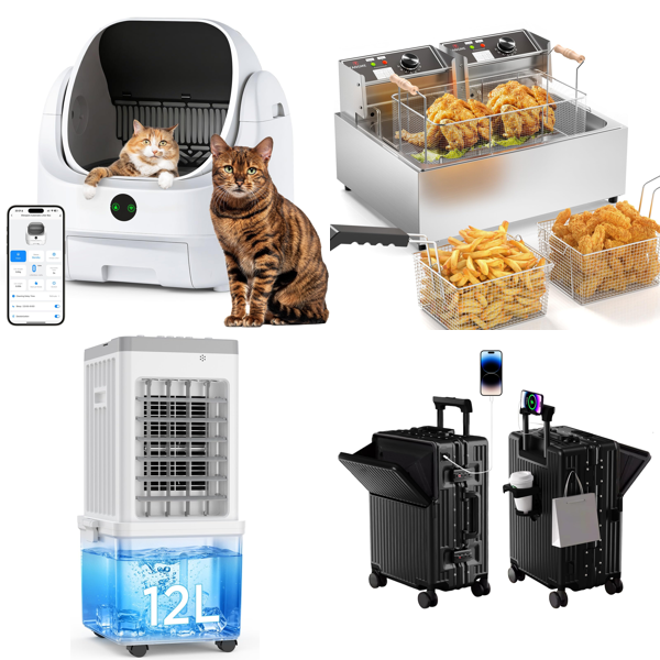 Source photograph for Pallet – Home, Travel & Garden – Suitcases, Fryer, Air Cooler, Cat Litter Tray, Strimmer