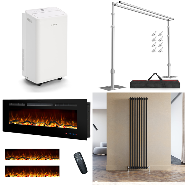 Source photograph for Pallet – Heating & Bathroom – Air Conditioner, Electric Fireplaces, Radiators, Shower Enclosures