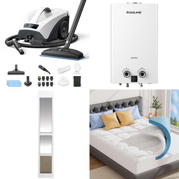Source photograph for Pallet – Home Equipment – Steam Cleaners, Pressure Washers, Robot Vacuums, Shredders, Safes