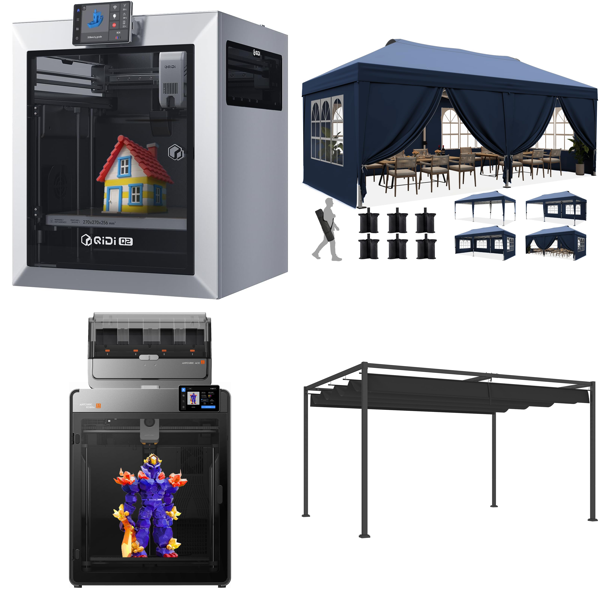 Source photograph for Pallet – Mixed Goods – 3D Printers, Gazebos, Pergolas, Dog Crates