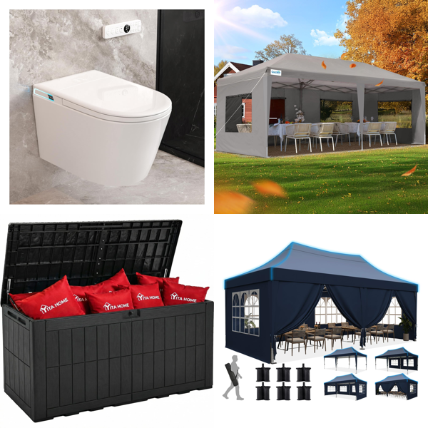 Source photograph for 2x Pallet – Garden Equipment – Gazebos, Garden Canopies, Storage Boxes, Dog Playpens, Animal Traps - (Forklift Required)