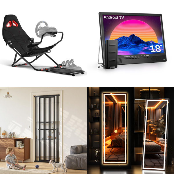 Source photograph for Pallet – Home, Garden & Leisure – Racing Cockpit, Smart TV, Mirrors, Sun Loungers, Shower System