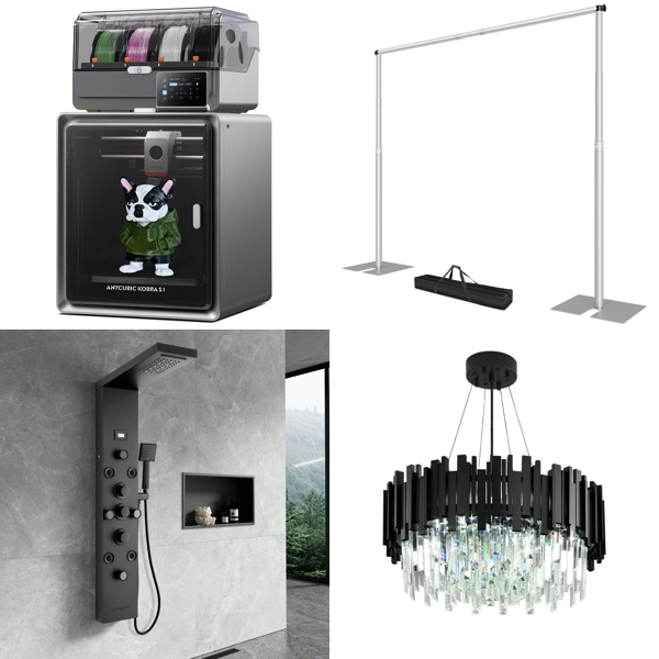 Source photograph for Pallet – Mixed Home & Office Goods – 3D Printer, Paper Shredders, Lighting, Juicer