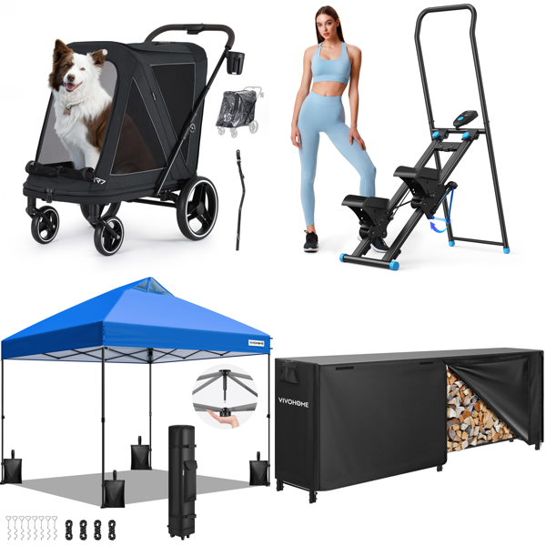 Source photograph for Pallet – Mixed Goods – Pet Strollers, Canopy Tents, Steppers, Firewood Racks, Body Composition Scales
