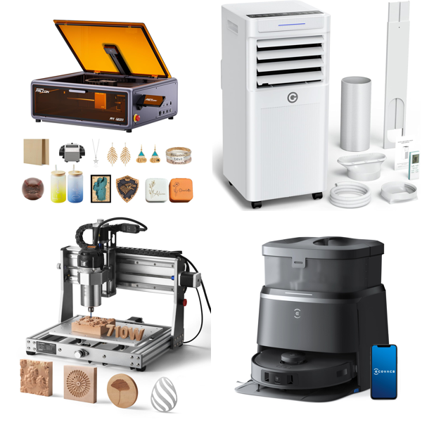 Source photograph for Pallet – Technology, Appliances – Laser Engraver, CNC Router, Air Conditioner, Robot Vacuum, Air Fryer, Espresso Machine